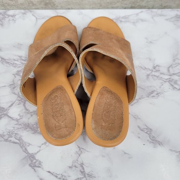 Korks Kork-Ease Slip Sandals Beige Metallic Sheen Tan Comfort Neutral Wedge - Picture 4 of 10